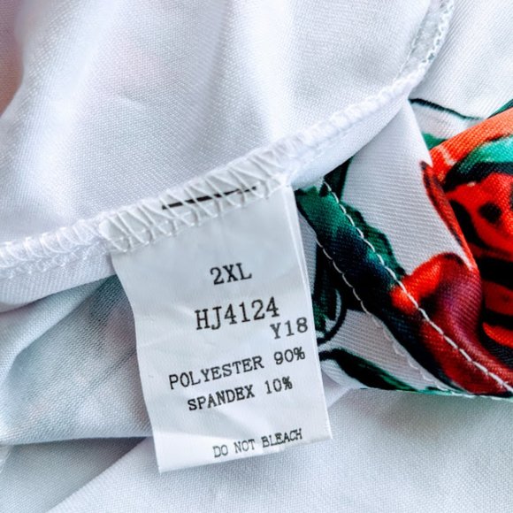 White Babydoll Red Rose Graphic Print Tank Top 2XL - Picture 7 of 7